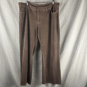 Vtg LL Bean Women's Pants Sz 20 Taupe Corduroy High Rise Loose Fit Straight Leg